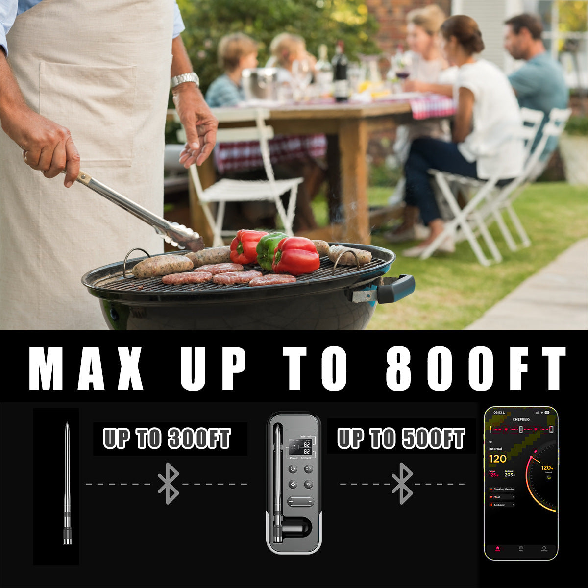 WIFI Intelligence APP Bluetooth BBQ Thermometer Wireless Barbecue Thermometer BBQ Kitchen Food Meat Thermometer