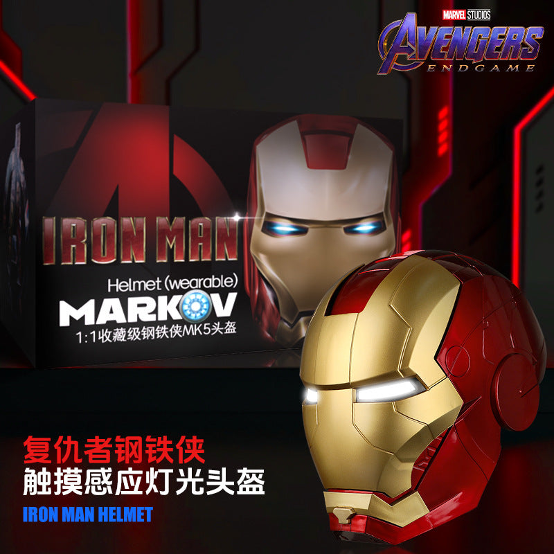 Jarvis Iron Man mk5Electric helmet children's mask cos Wearable Adult Full Face Headgear Gift Real Person