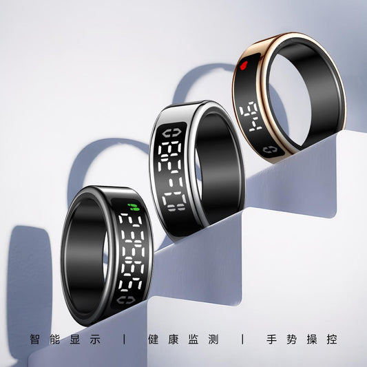 SY01Smart Ring with Display Touch Charging Stand Page Turning Photo Smart Ring Heart Rate Blood Oxygen Sleep
