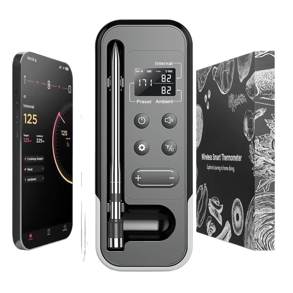 WIFI Intelligence APP Bluetooth BBQ Thermometer Wireless Barbecue Thermometer BBQ Kitchen Food Meat Thermometer