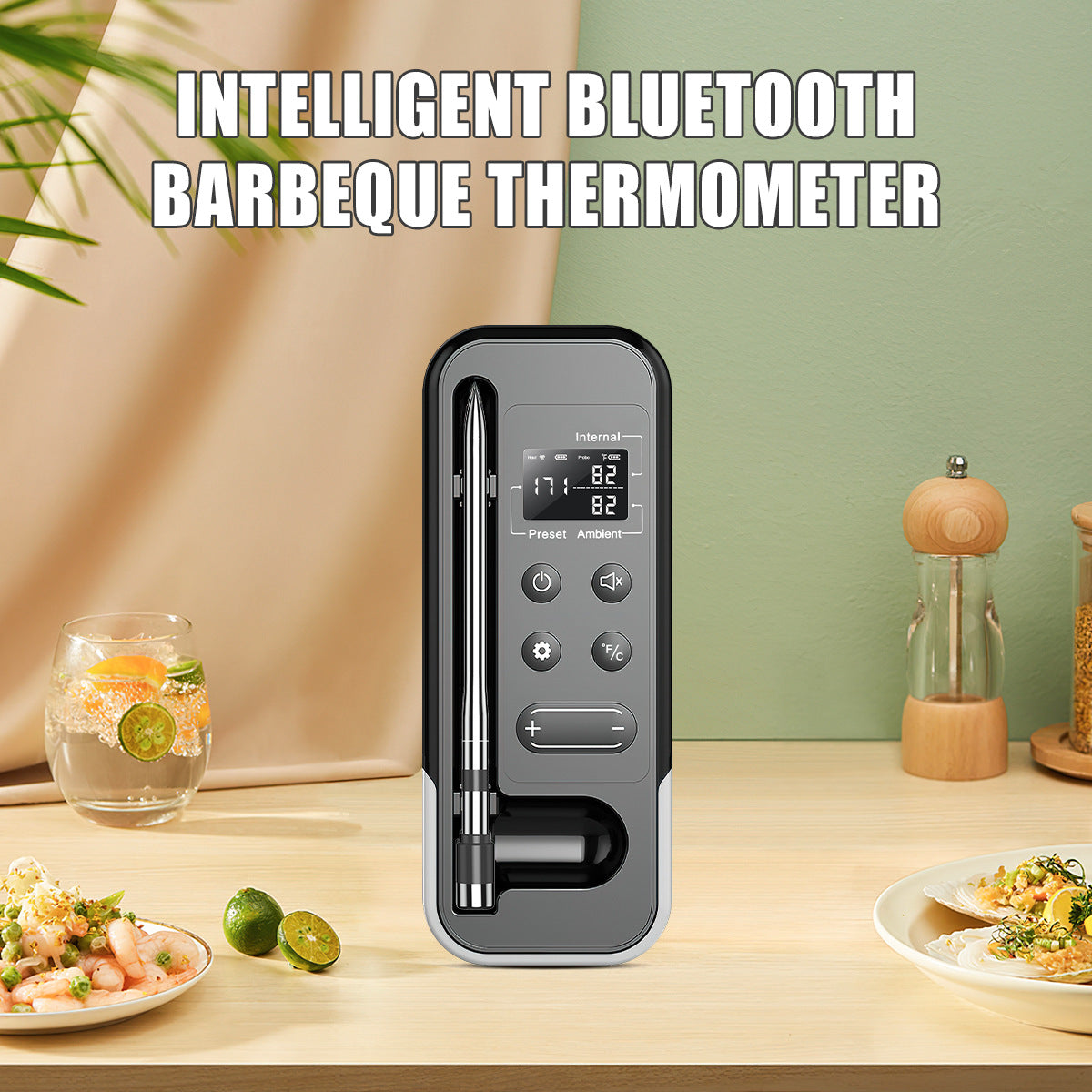 WIFI Intelligence APP Bluetooth BBQ Thermometer Wireless Barbecue Thermometer BBQ Kitchen Food Meat Thermometer