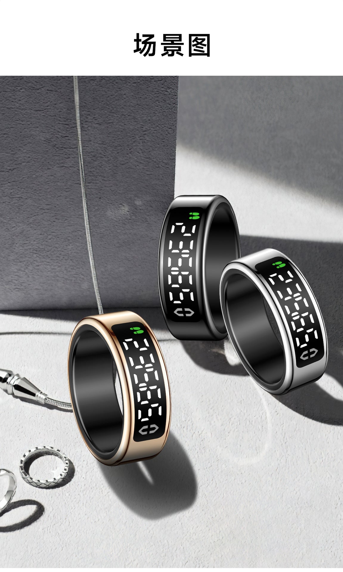 SY01Smart Ring with Display Touch Charging Stand Page Turning Photo Smart Ring Heart Rate Blood Oxygen Sleep