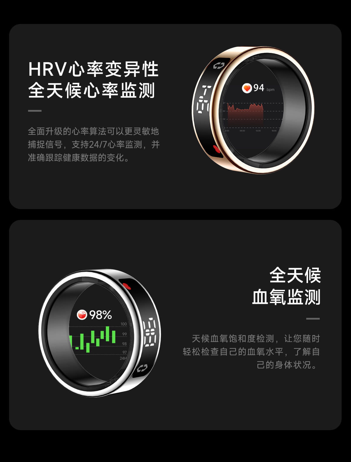 SY01Smart Ring with Display Touch Charging Stand Page Turning Photo Smart Ring Heart Rate Blood Oxygen Sleep