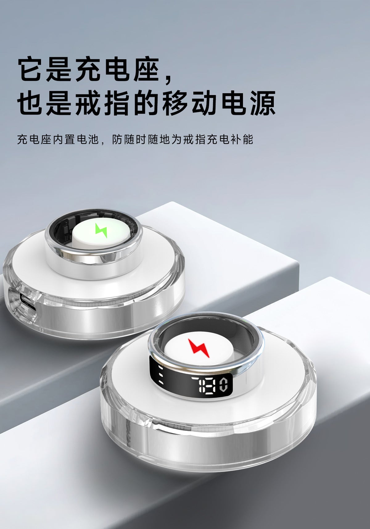 SY01Smart Ring with Display Touch Charging Stand Page Turning Photo Smart Ring Heart Rate Blood Oxygen Sleep